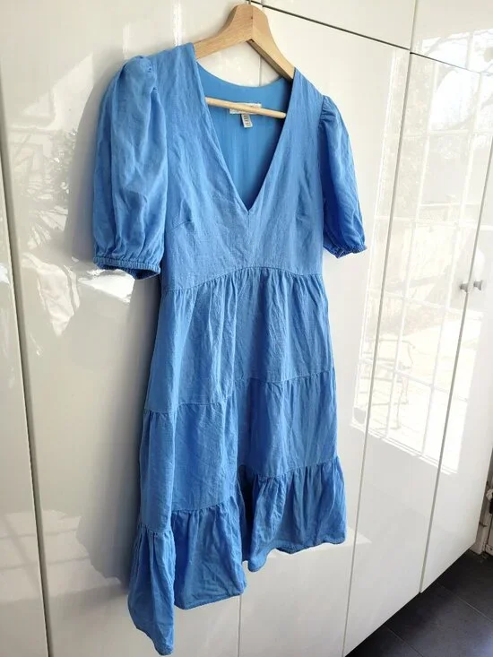 Ever New Melbourne 100% Linen Light Blue Dress Size 2 US - Picture 4 of 12